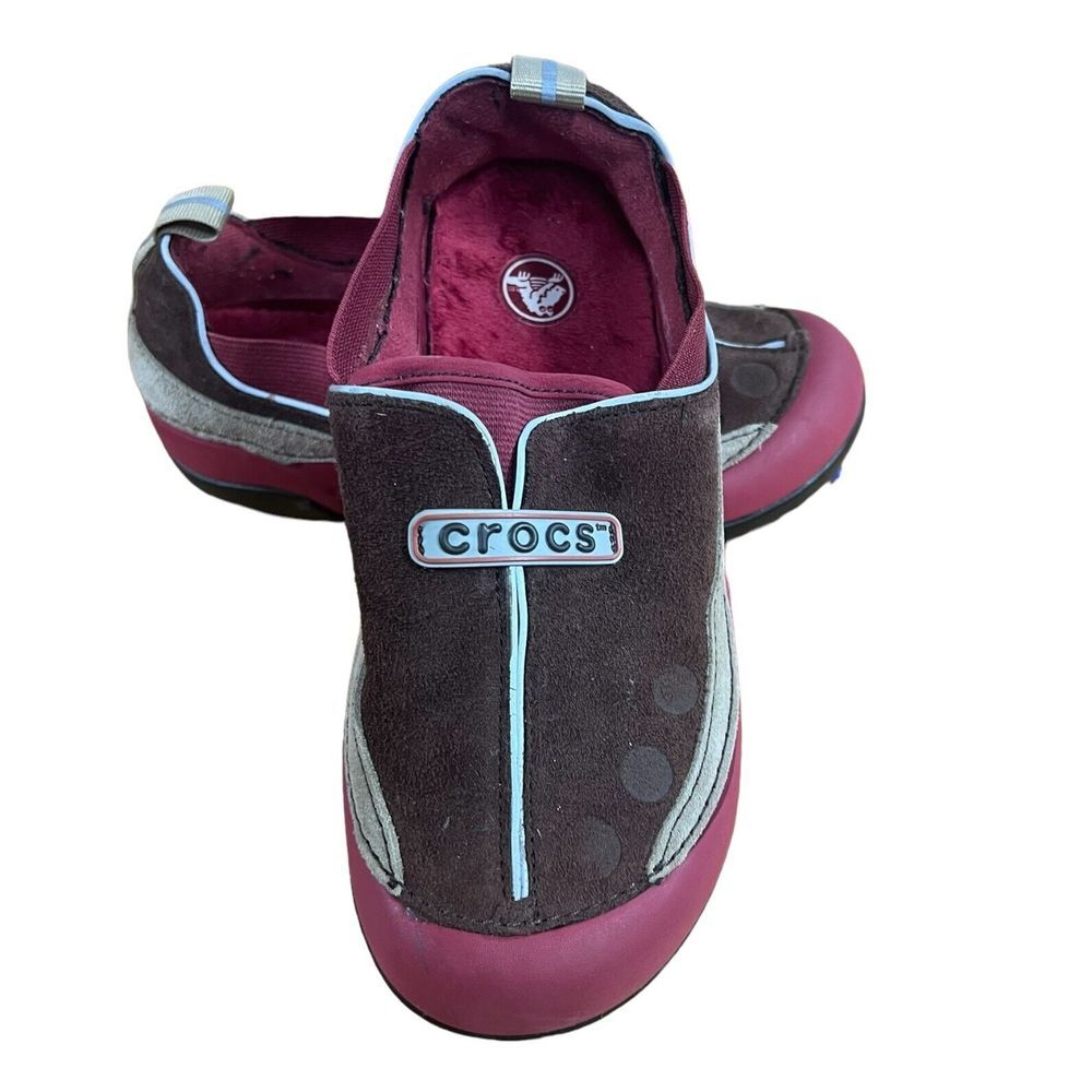 Crocs Size J 3 Kids Red Brown‎ Lined Shoes Grip Bottom